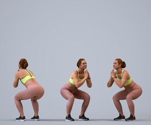 00288_Misha004 Adult Caucasian woman crouching during exercise in summer sportswear