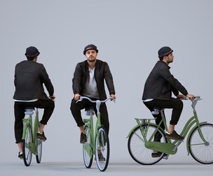 00291_Darren0014 Adult Caucasian man cycling through public space in transitional seasonal clothing