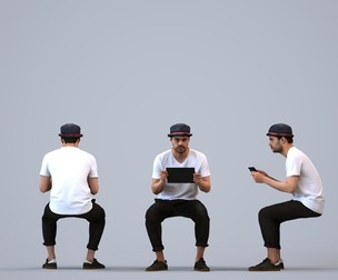 00291_Darren0012 Adult Caucasian man sitting in public space with tablet, transitional attire