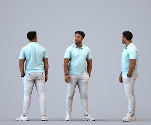 00292_Allen0004 Adult Black male waiting in public space wearing casual summer clothing