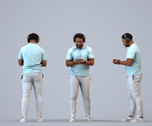 00292_Allen0007 Adult Black man standing in public space with smartphone