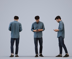 00293_Darren006 Adult Caucasian man walking public space with smartphone, summer casual attire