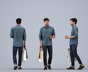 00293_Darren010 Adult Caucasian man shopping in retail space with bag
