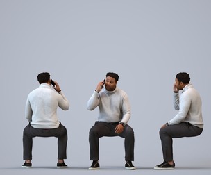 00297_Allen010 Adult Black male making phone call at home in transitional seasonal clothing
