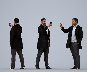 00297_Allen007 Adult Black man standing in public space with smartphone, autumn attire