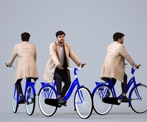 00298_Darren001 Adult Caucasian man cycling through public space in business autumn attire