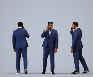 00299_Allen004 Adult Black male calling in office wearing autumn or spring business attire