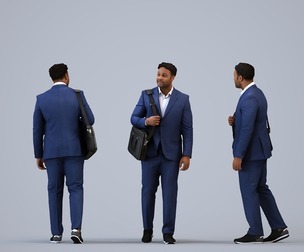 00299_Allen006 Adult Black male walking through office in transitional seasonal business attire