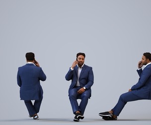 00299_Allen009 Adult Black male making phone call in office wearing transitional seasonal business