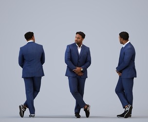 00299_Allen003 Adult Black male waiting in office wearing autumn or spring business attire