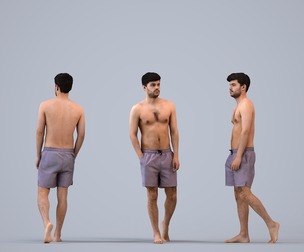 00300_Darren005 Adult Caucasian man walking leisurely in casual summer attire