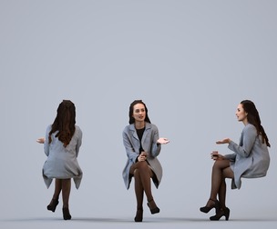 00306_Hideki010 Adult Caucasian woman talking in office wearing transitional seasonal business