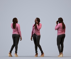 00310_Theresia019 Adult Black woman calling on smartphone in autumn or spring attire