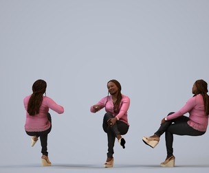 00310_Theresia016 Adult Black woman relaxing in public space wearing autumn or spring attire