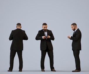 00311_Adil007 Adult Middle Eastern man standing in office with smartphone, autumn or spring attire