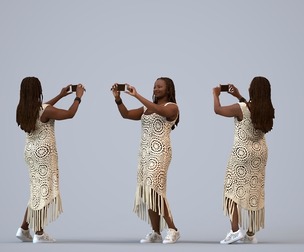 00314_Theresial019 Adult Black woman taking photo in public space with smartphone