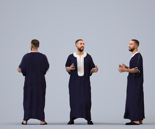00316_Adil003 Adult Middle Eastern man talking in public summer setting