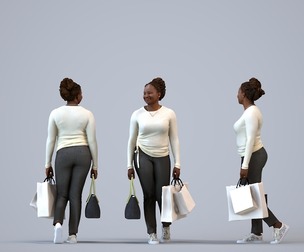 00317_Theresia018 Adult Black woman shopping in retail space with bag, autumn attire