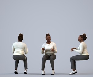 00317_Theresia014 Adult Black woman relaxing at home in casual autumn or spring attire