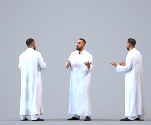 00318_Adil006 Adult Middle Eastern man talking in public space wearing summer clothing