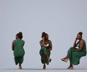 00319_Theresial009 Adult Black woman relaxing at home in casual summer attire
