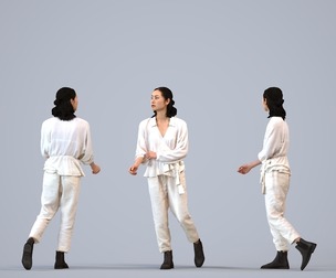 00322_Xia005 Adult Middle Eastern woman walking in casual transitional seasonal clothing