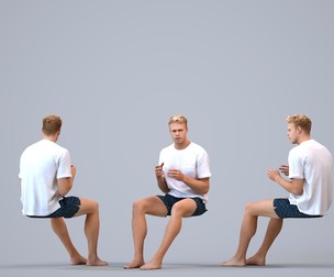 00323_Boris010 Adult Caucasian man sitting relaxed at home in casual summer clothing