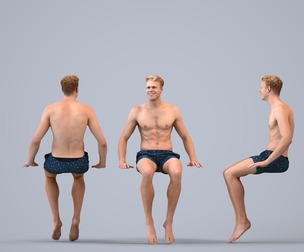 00323_Boris007 Adult Caucasian man relaxing seated in summer casual attire