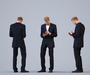 00324_Boris005 Adult Caucasian male standing in office with smartphone, autumn attire