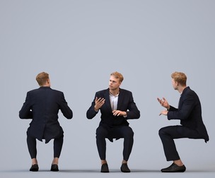 00324_Boris009 Adult Caucasian man presenting while seated in office wearing transitional attire