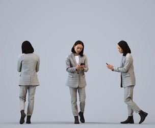 00325_Xia004 Adult Asian woman in business attire using smartphone in office