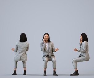 00325_Xia008 Adult Asian woman calling in professional office wearing transitional seasonal attire