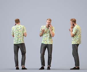 00326_Boris007 Adult Caucasian man calling on smartphone in public summer casual attire