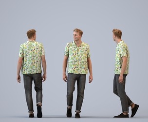 00326_Boris004 Adult Caucasian man walking through public space in casual summer attire