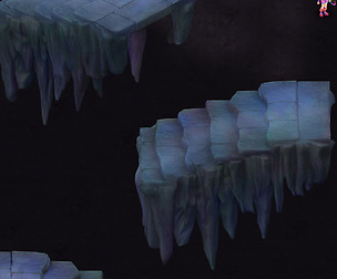 Cartoon hell - mountain ladder false terrain