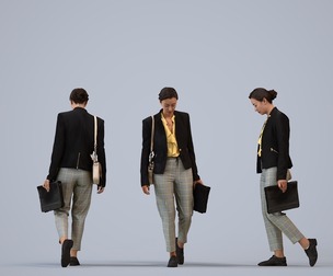 00333_Siti005 Adult Caucasian woman walking through office in transitional seasonal business