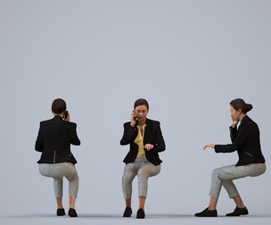 00333_Siti010 Adult Caucasian woman sitting in office wearing autumn or spring business attire,