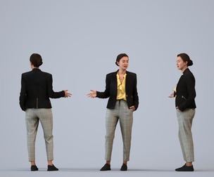 00333_Siti008 Adult Caucasian woman presenting in office wearing autumn or spring business attire