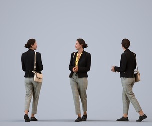 00333_Siti006 Adult Caucasian woman walking through office in autumn business attire with bag