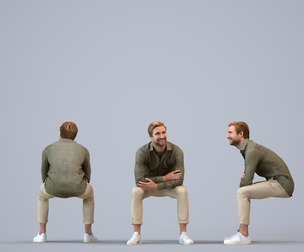 00334_Foster009 Adult Caucasian man relaxing in public space wearing transitional seasonal clothing