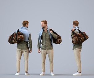 00334_Foster012 Adult Caucasian man waiting with travel bag in autumn attire