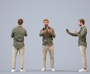 00334_Foster006 Adult Caucasian man standing in public space with smartphone, autumn attire