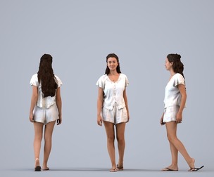 00335_Siti004 Adult Caucasian woman walking through public space in casual summer attire