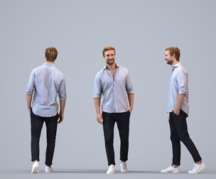 00336_Foster005 Adult Caucasian man walking through public space in casual summer attire