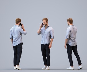 00336_Foster007 Adult Caucasian male walking outdoors calling on smartphone in summer attire
