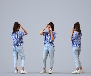 00337_Siti005 Adult Caucasian woman calling on smartphone in public summer casual attire