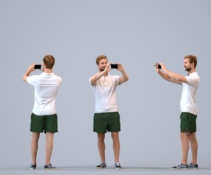 00338_Foster005 Adult Caucasian man taking photo with smartphone in public space