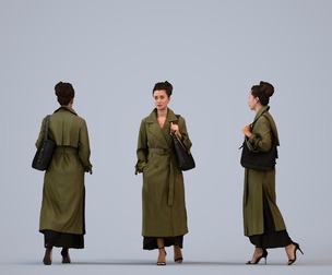 00339_Siti004 Adult Asian woman walking through public space in transitional seasonal clothing