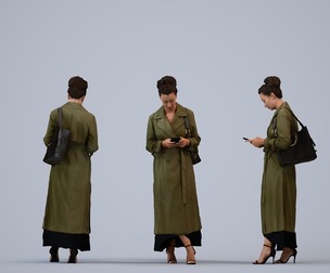 00339_Siti006 Adult Caucasian woman standing professionally with smartphone and bag, autumn attire
