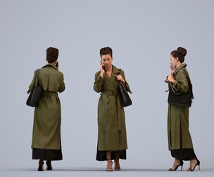 00339_Siti005 Adult Caucasian woman calling in office wearing autumn or spring business attire